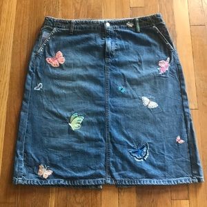 Beautiful butterflies Embroidered denim skirt